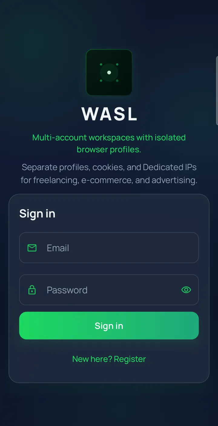 WASL Browser sign-in screen